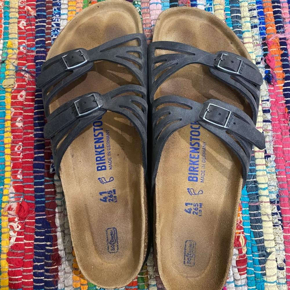 Birkenstock Granada Black Leather Sandals 41